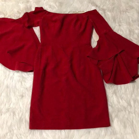 Boston proper red off shoulder sexy casual dress - Picture 7 of 10